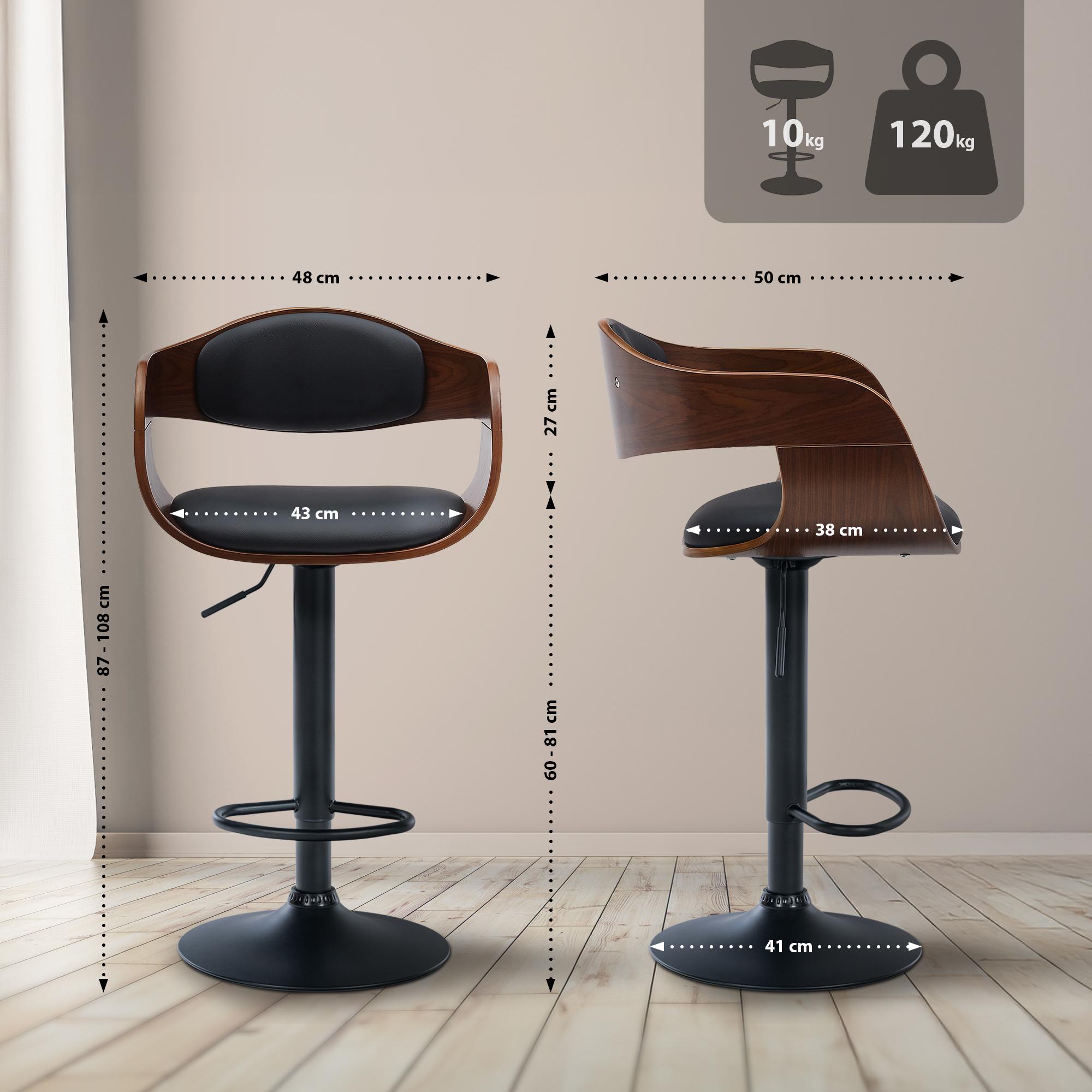 2er Set Barhocker Kingston B Kunstleder, walnuss/schwarz