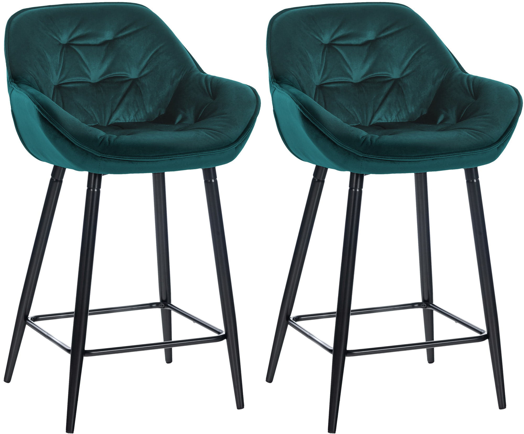 2er Set Barhocker Gibson 76 Samt, dunkelgrün