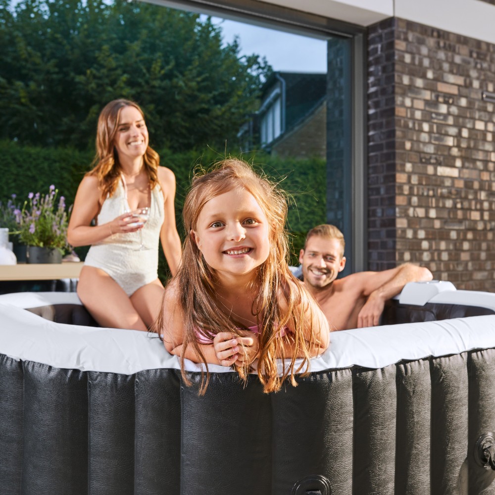 Outdoor Whirlpool DROP inkl. Kissen, Getränkehalter und Sonnendach - ⌀185 cm Schwarz