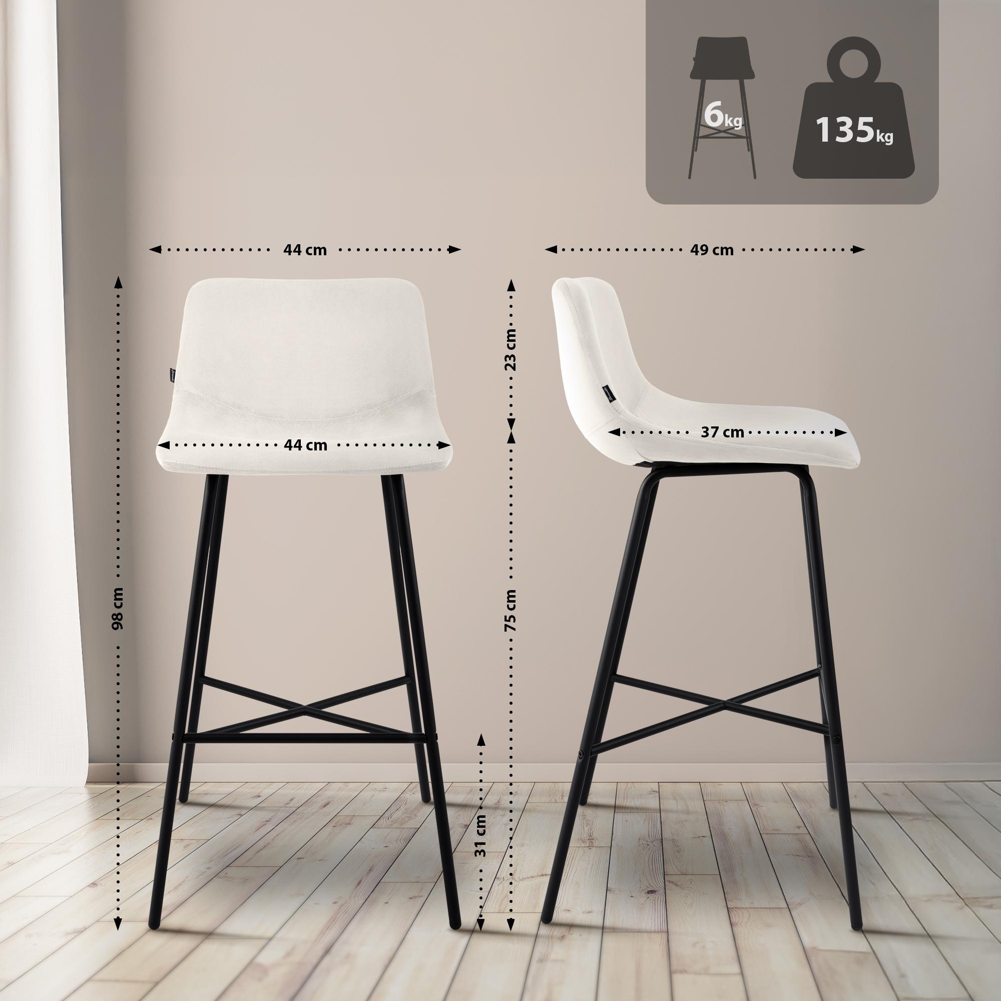 Barhocker Altona Samt, creme