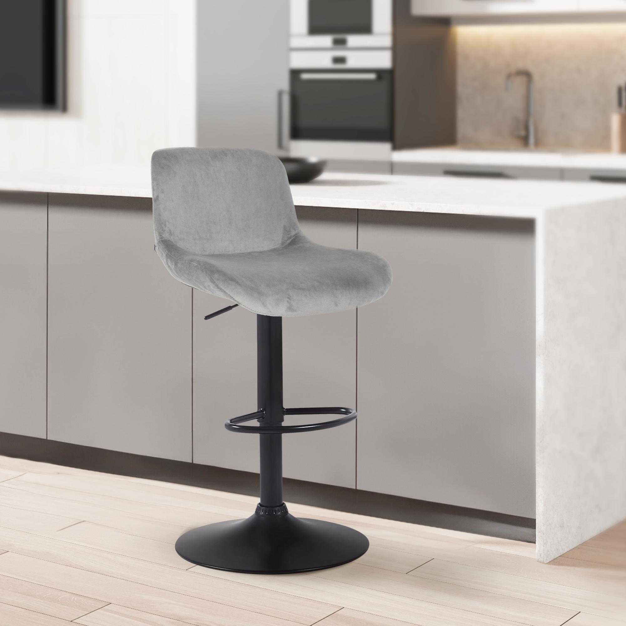 Barhocker Solon Schwarz Samt, grau