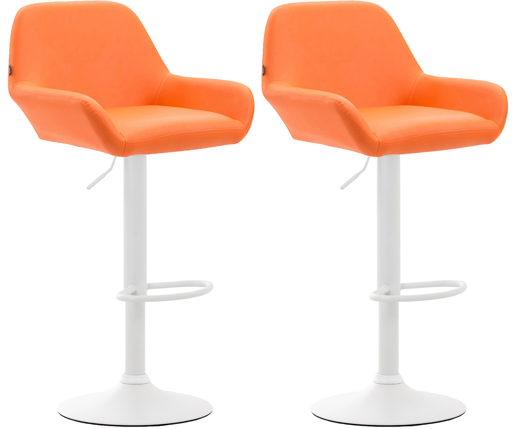 2er Set Barhocker Braga Kunstleder weiß, orange