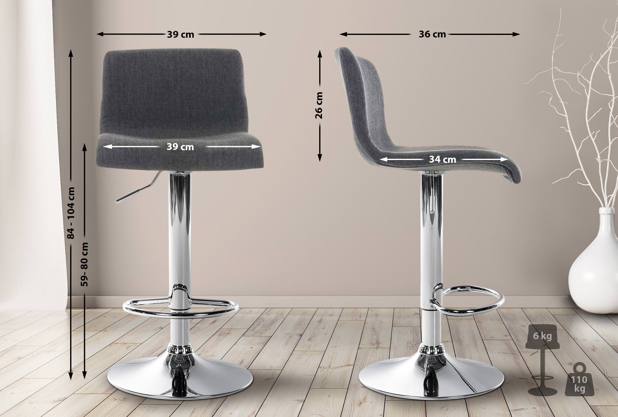Barhocker Hoover Stoff C, dunkelgrau