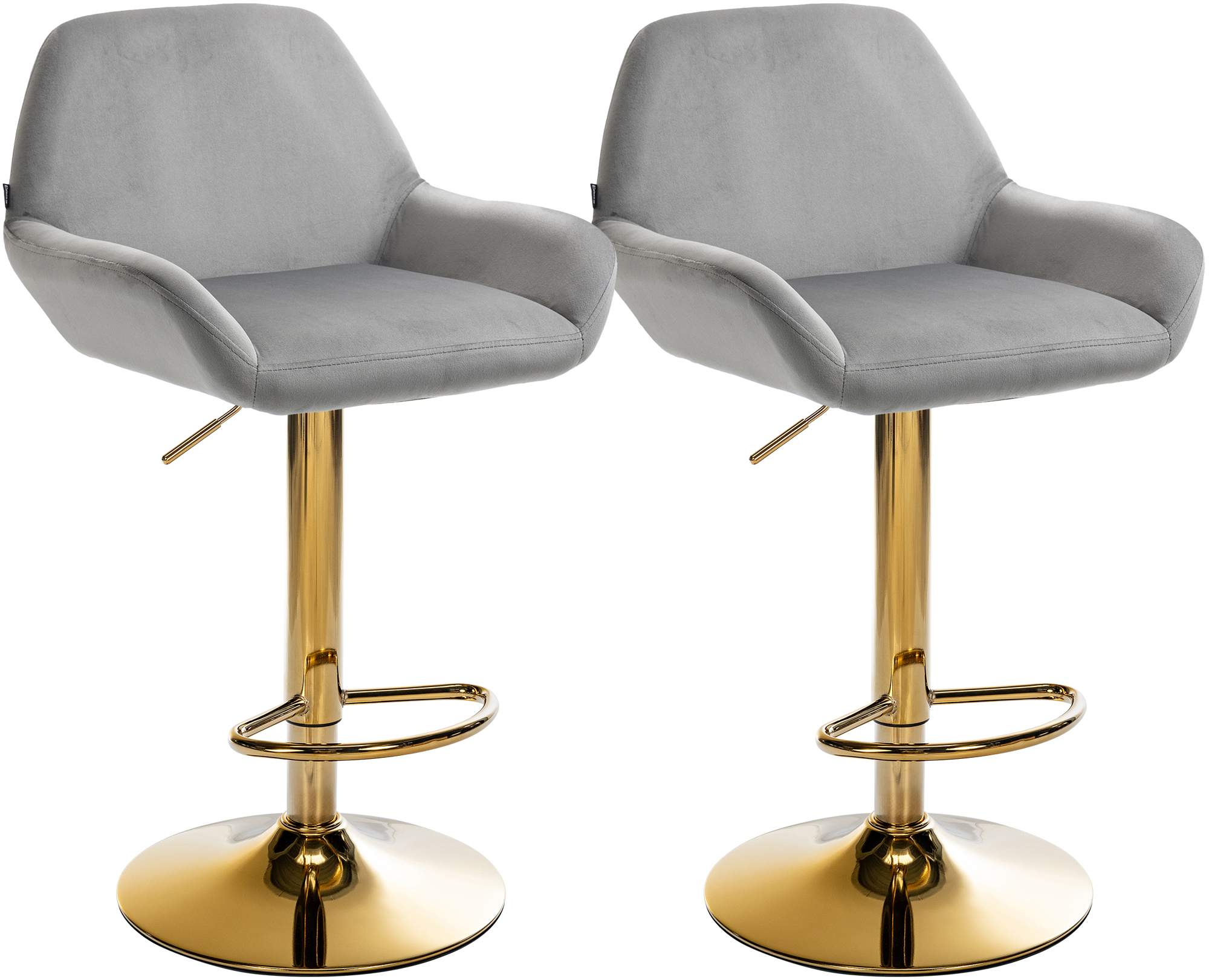 2er Set Barhocker Braga Gold Samt, grau