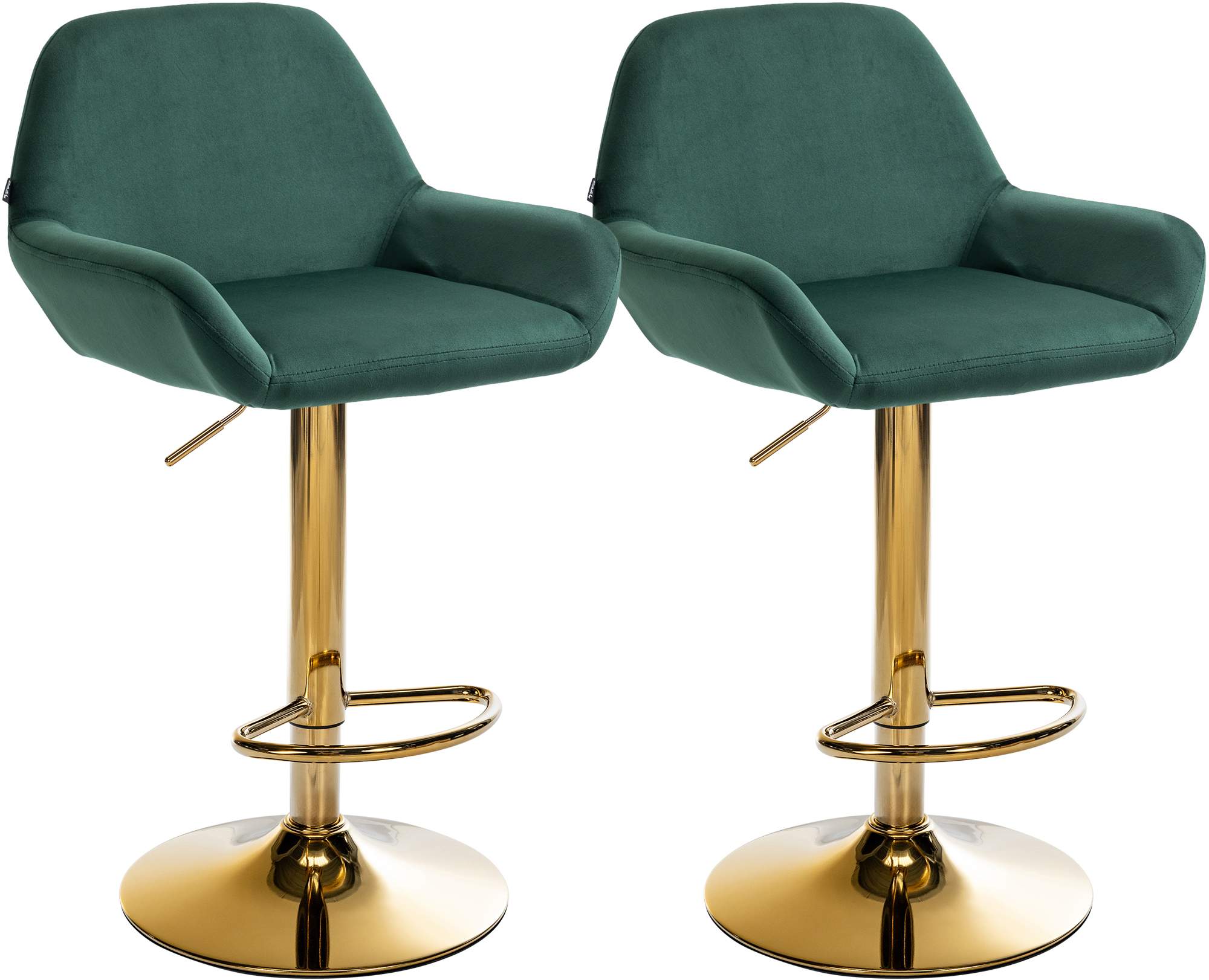 2er Set Barhocker Braga Gold Samt, dunkelgrün