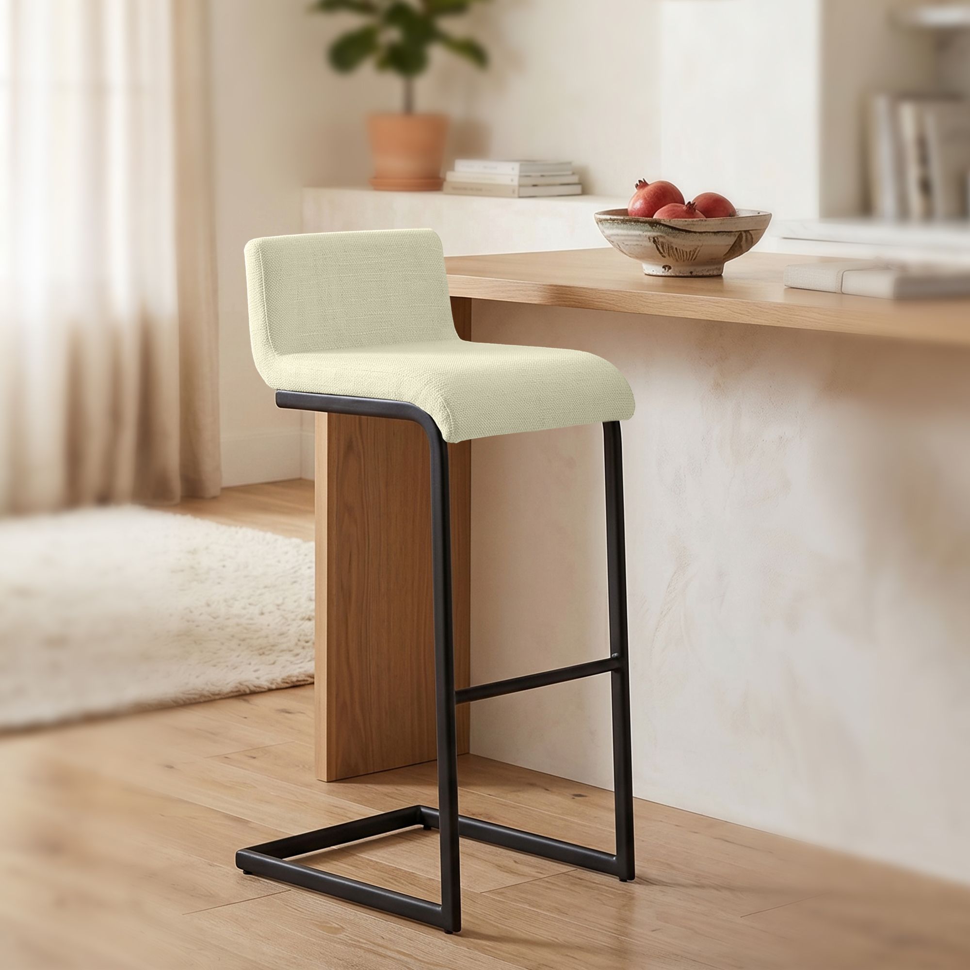2er Set Barhocker Newport B Stoff, creme