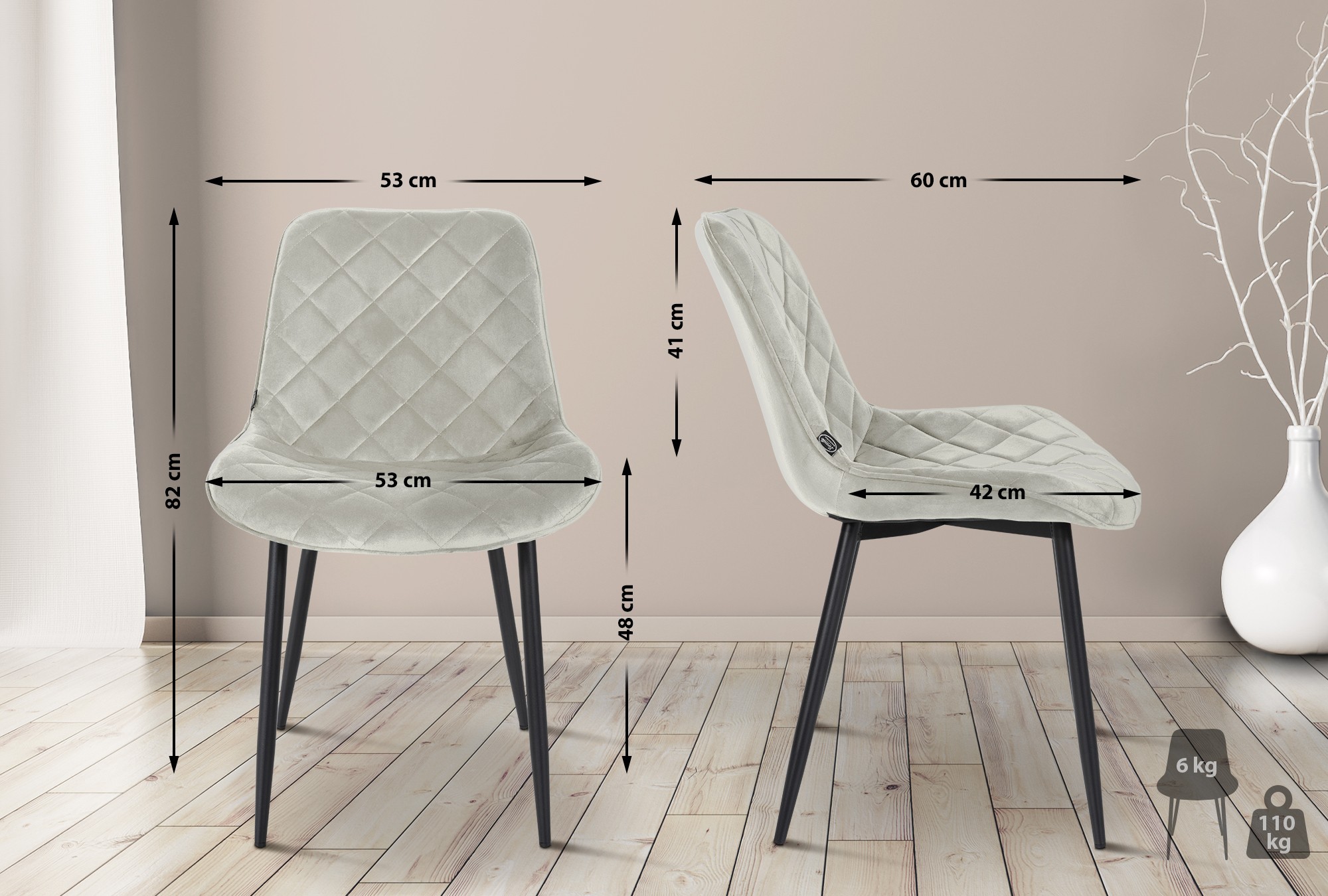Stuhl Springs Samt, creme