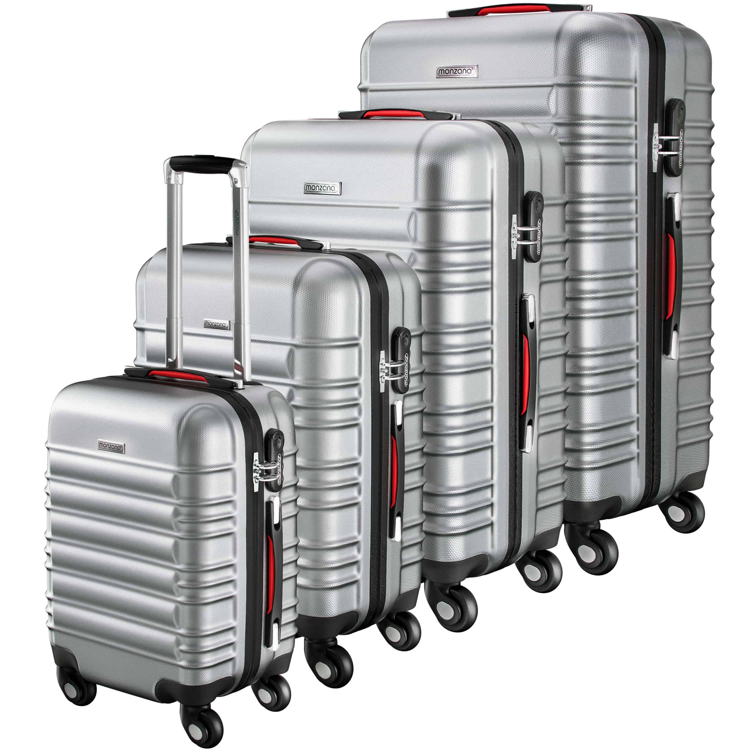 Hartschalenkoffer Set 4tlg Rollen 360º Silber ABS
