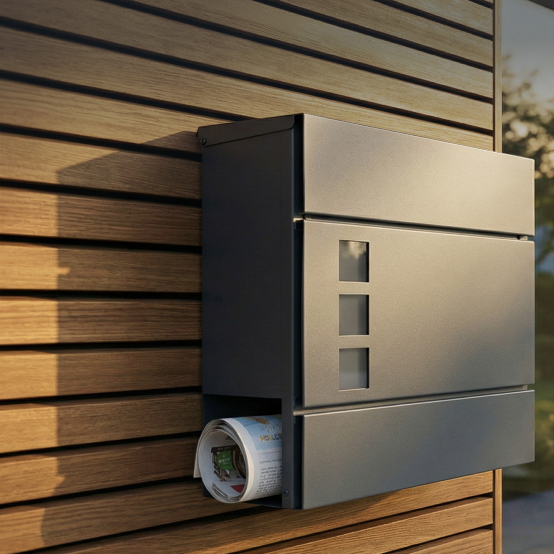 Designer Briefkasten mit Sichtfenster Anthrazit