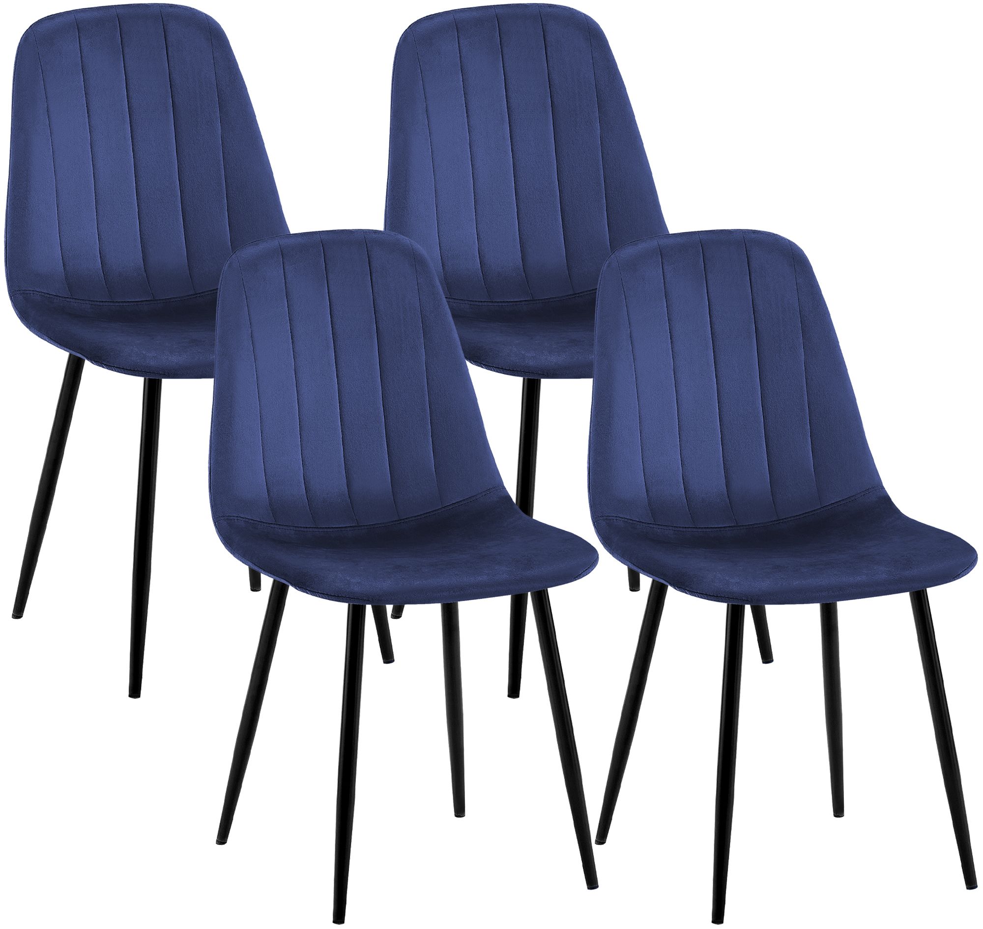 4er Set Esszimmerstuhl Baxter Samt, blau