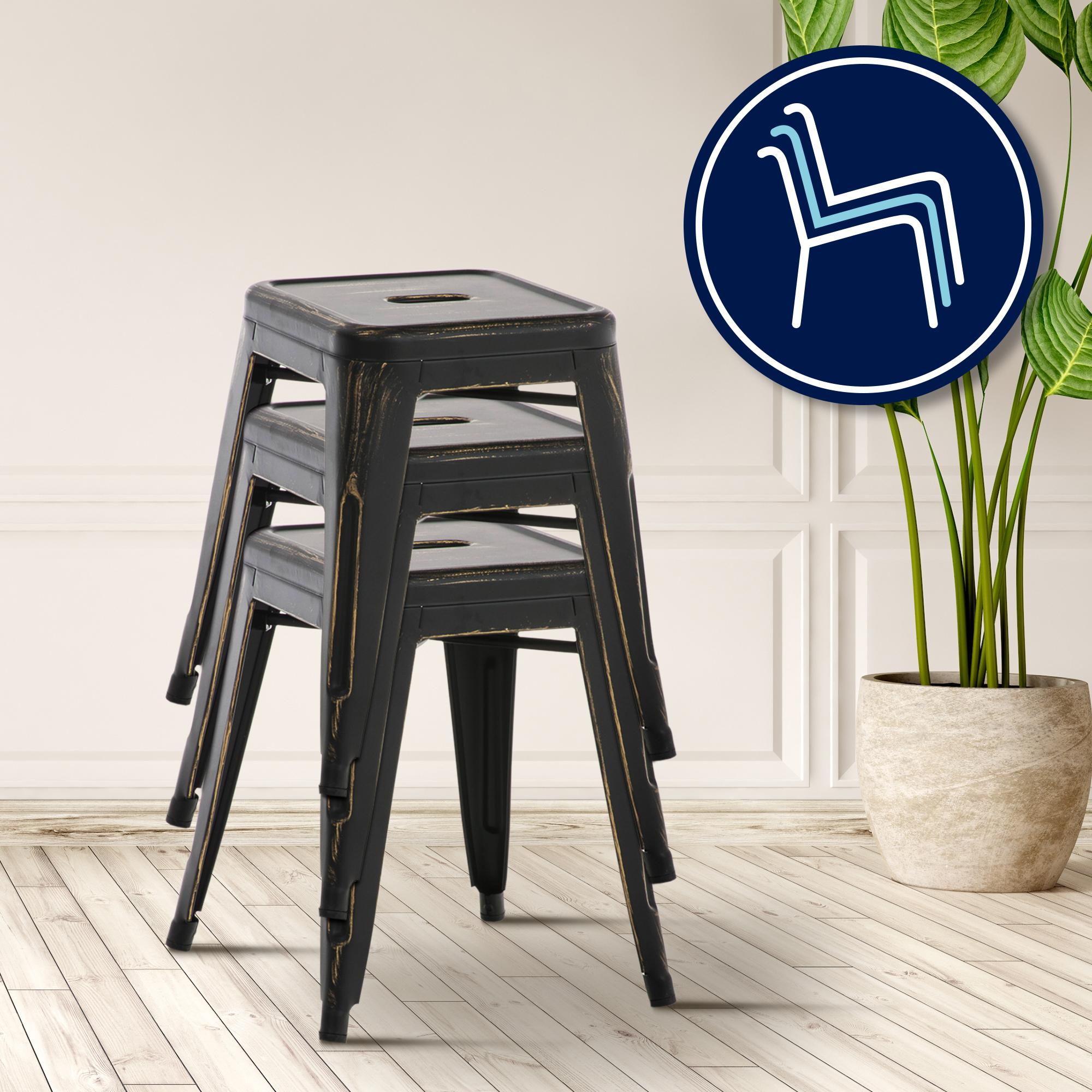 Hocker Armin antik, schwarz-gold