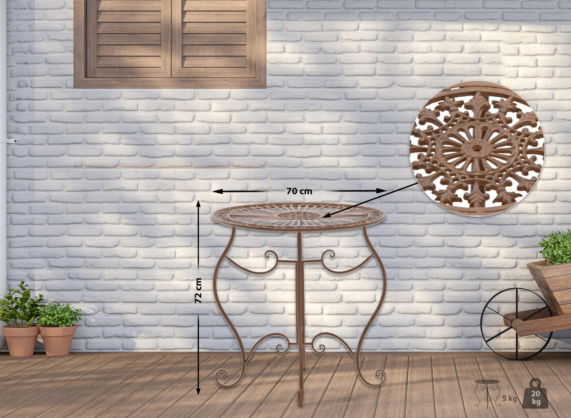 Tisch Indra, antik braun