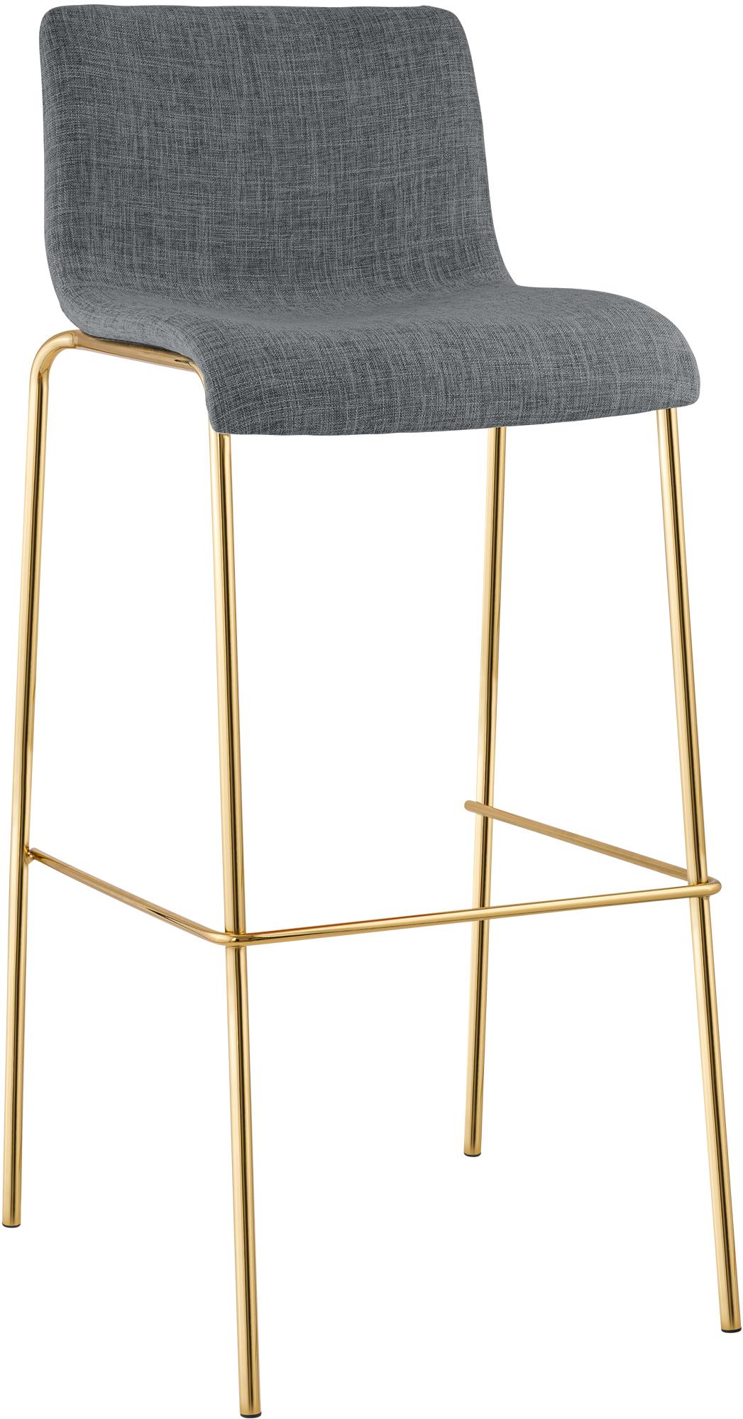 Barhocker Hoover Stoff 4-Fuß Gold, hellgrau