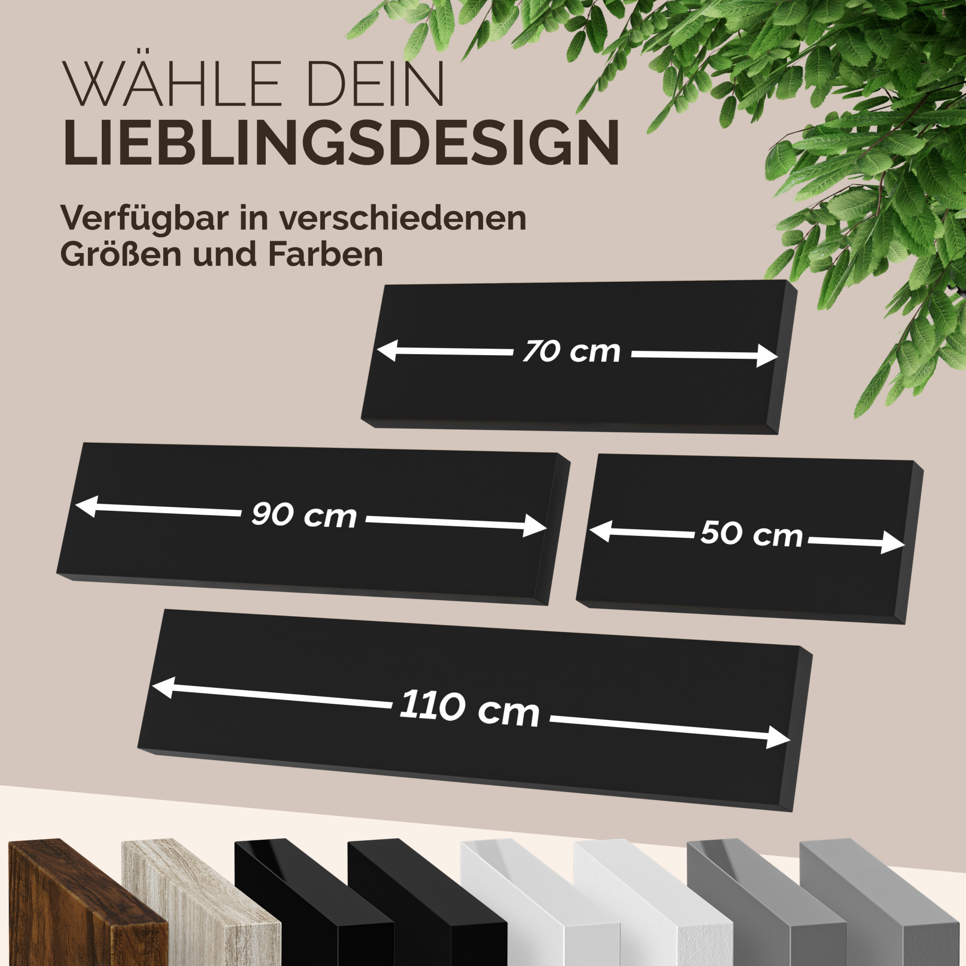 Wandregal Schweberegal 90cm Schwarz + Halterung