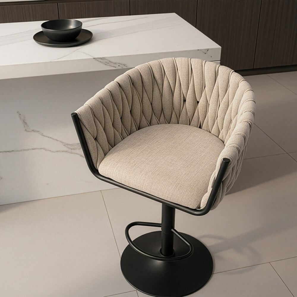 Barhocker höhenverstellbar gewebt SAMIR - 1er Set Beige