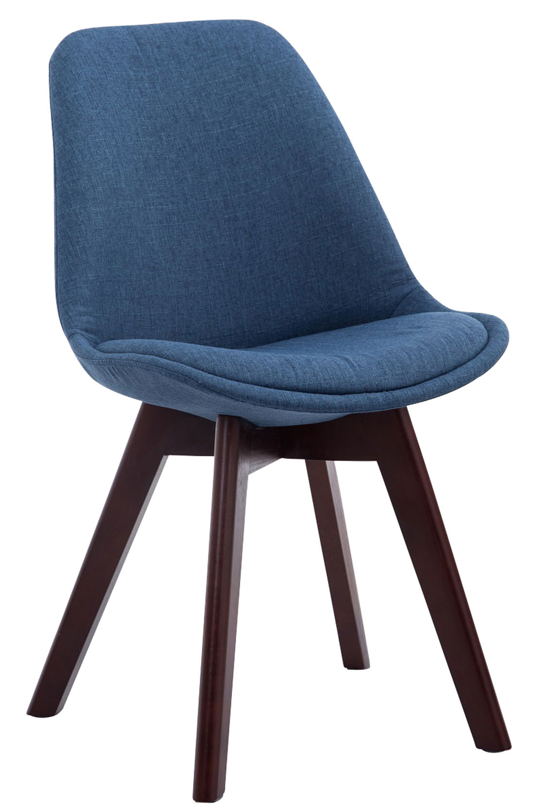 4er Set Besucherstühle Borneo V2 Walnuss Stoff, blau