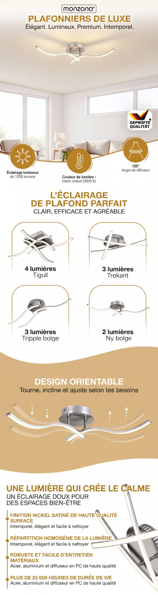 LED Deckenleuchte Ny bolge 2-flammig