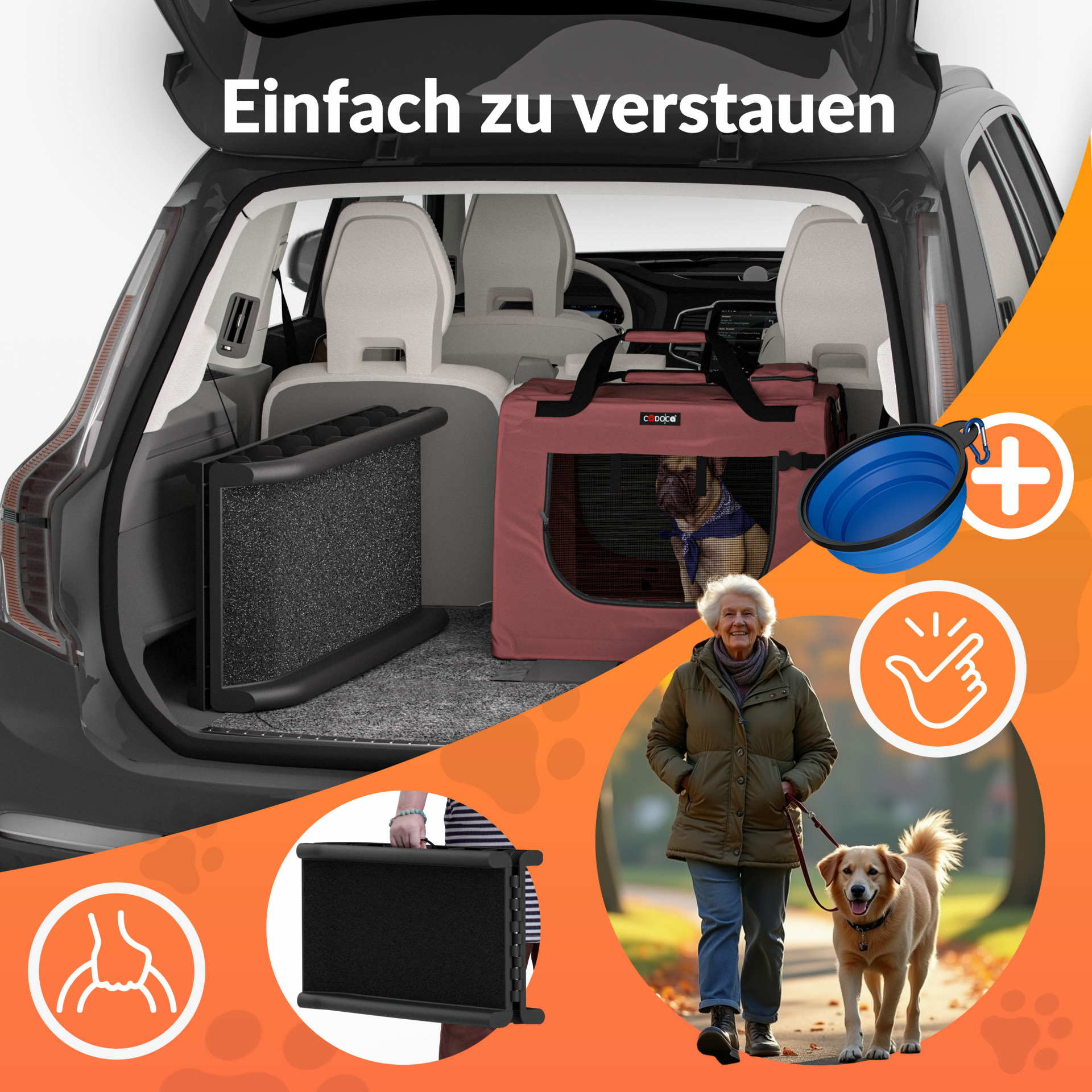 Hunderampe Auto Schwarz 156x40x16cm klappbar