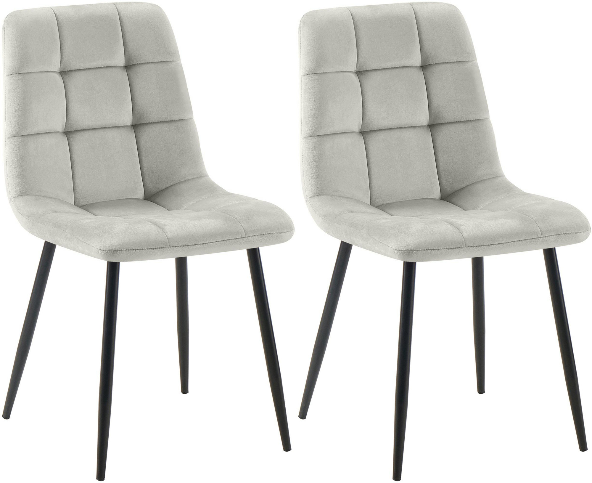 2er Set Esszimmerstuhl Tilde Samt, grau