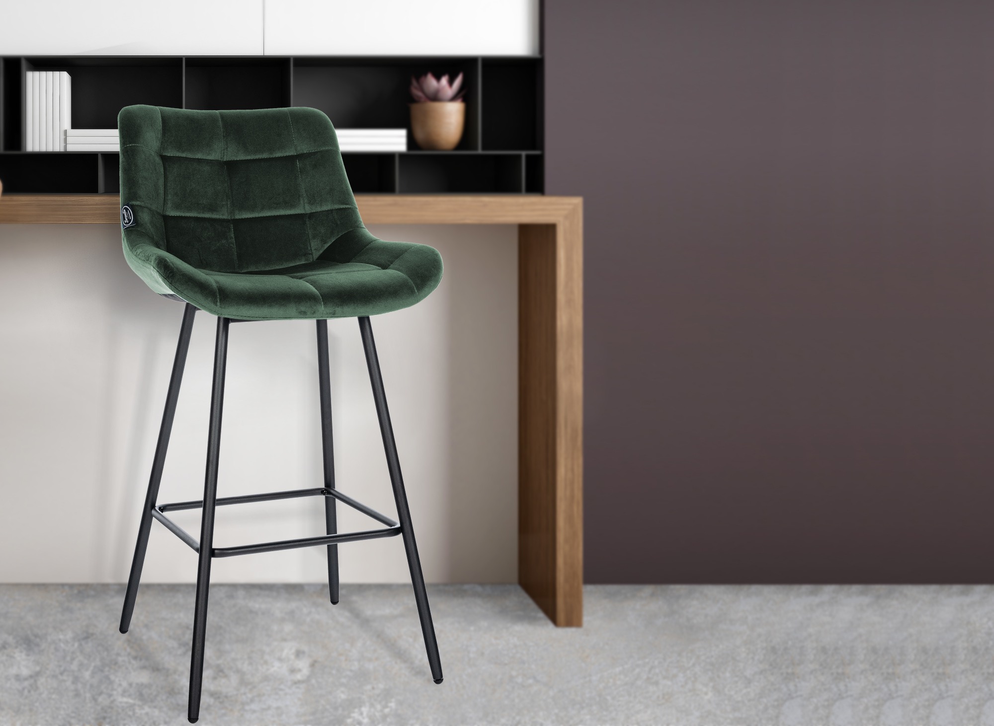 Barhocker Weston Samt, dunkelgrün