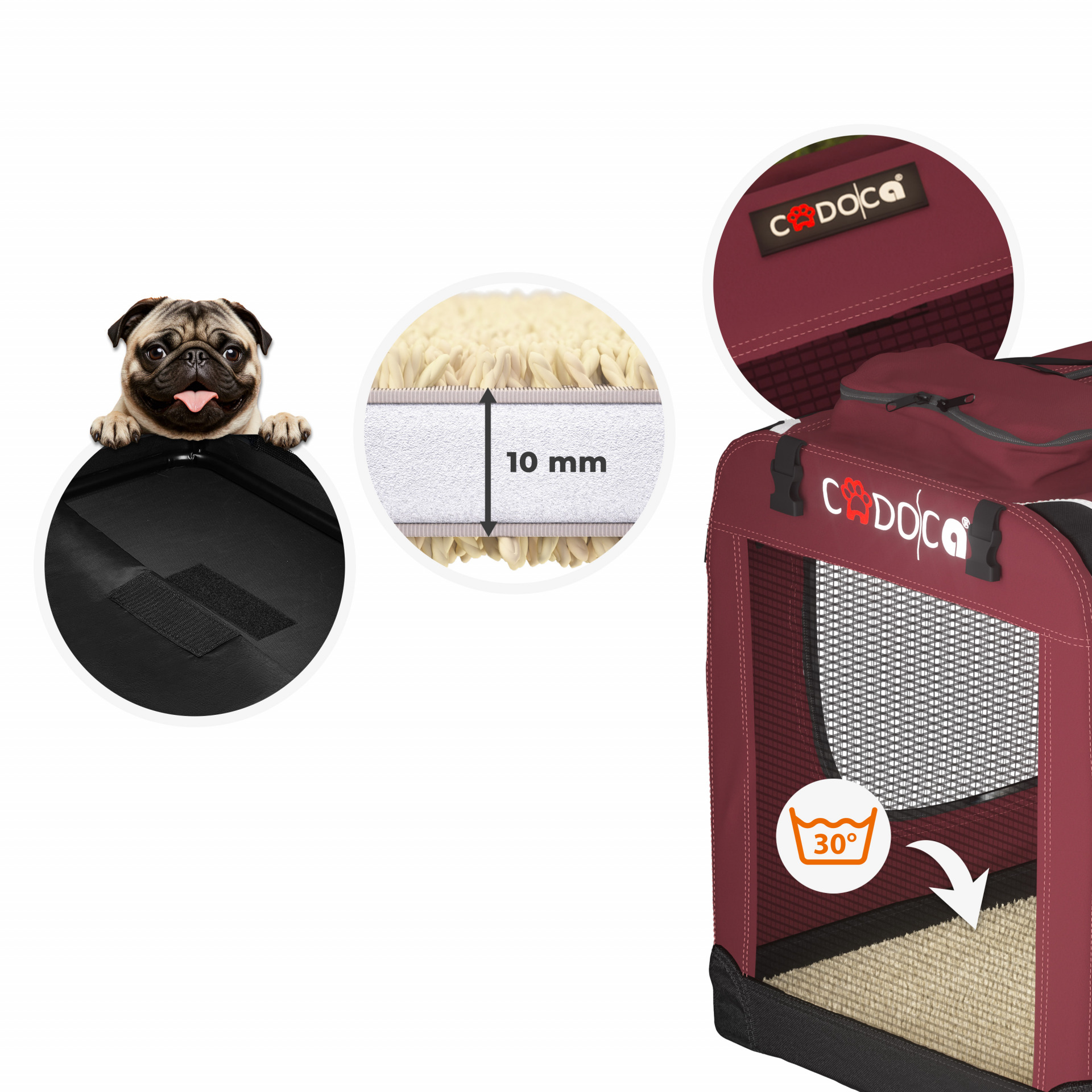 Hundebox faltbar XXL 90x60x66cm Dunkelrot