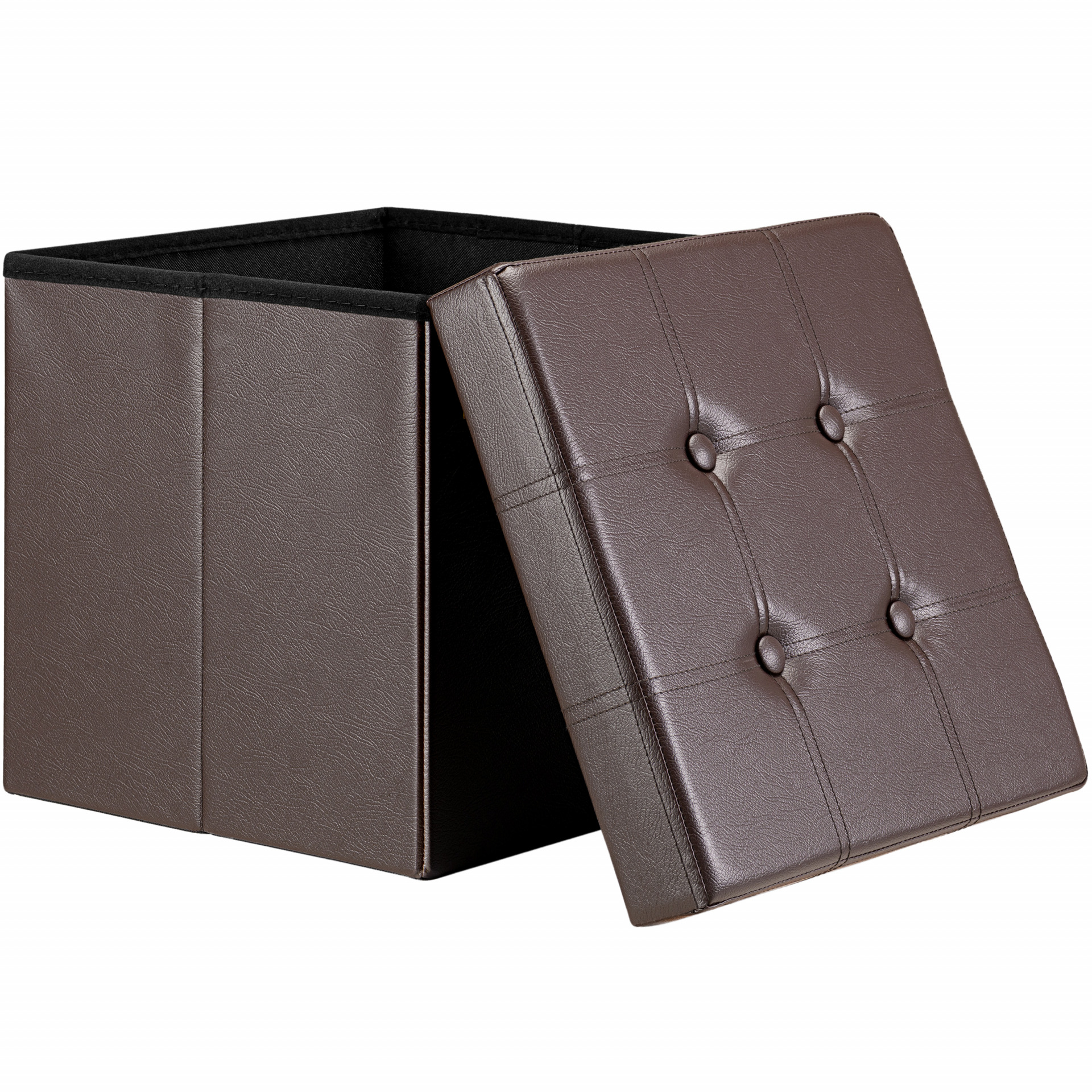 Sitzhocker Braun Kunstleder 38x38x38cm faltbar