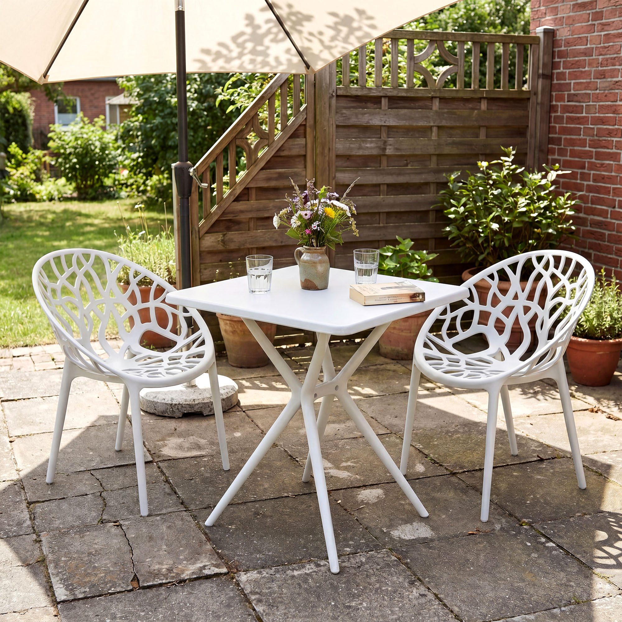 Gartenmöbel-Set Lumera mit 2 Stühlen, weiß