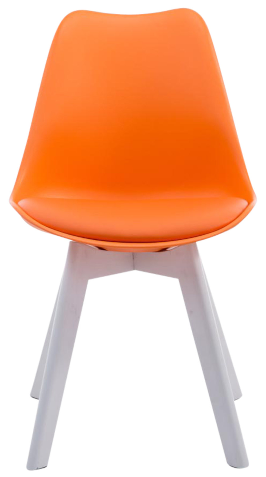 4er Set Besucherstühle Borneo V2 Weiß Kunstleder, orange