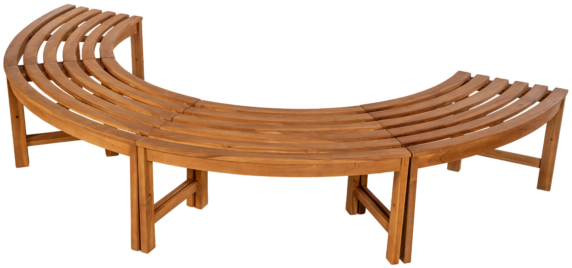 Baumbank Male 250 cm halbrund OHNE Rückenlehne, teak