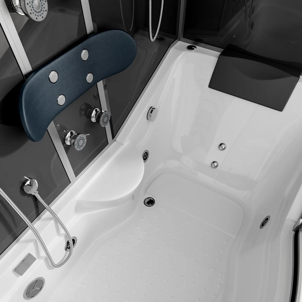 Dampfdusche mit Whirlpool ALLIN 4IN1 - 170 x 90 Schwarz Links