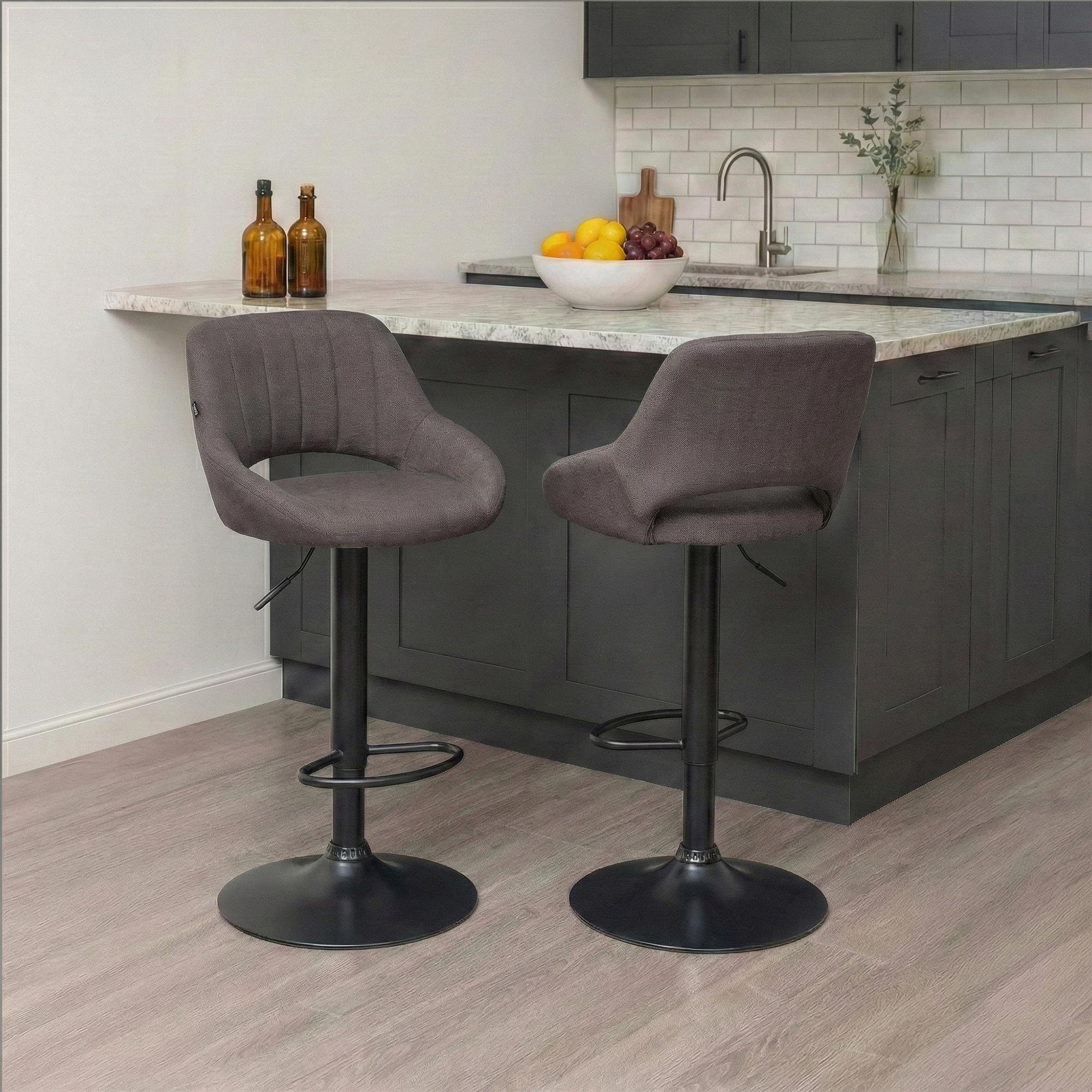 2er Set Barhocker Milet Stoff B, dunkelgrau