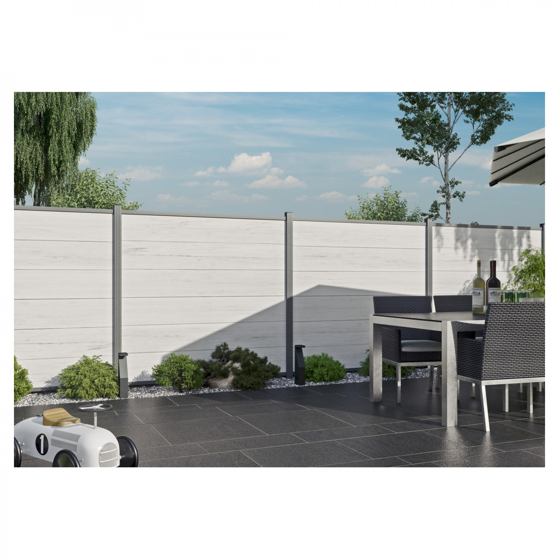 Aluminium-Steckzaunpfosten, ANTHRAZIT, 68 x 68 x 2400 mm, inkl. Abstandhalter, Schienen + Kappen