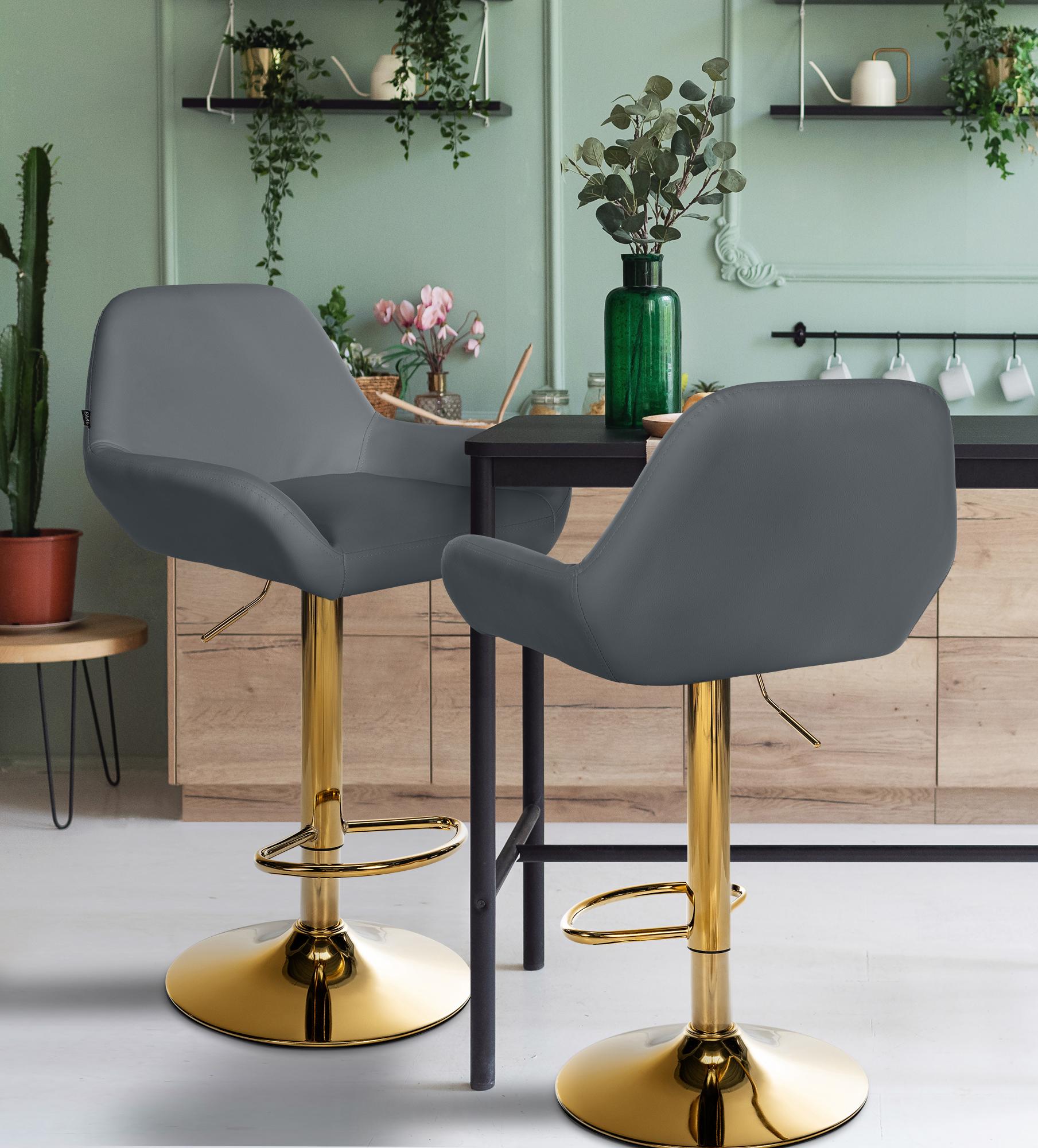 2er Set Barhocker Braga Gold Kunstleder, grau