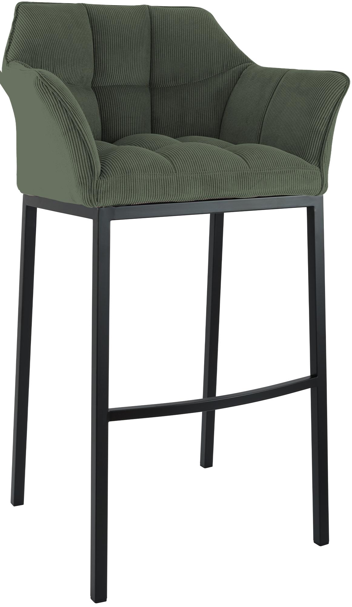 Barhocker Damaso B Cord mit 4-Fuß Gestell, grün