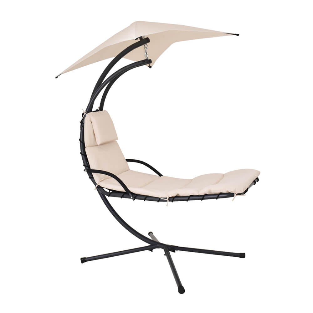 Schwebeliege mit Sonnendach SAN REMO - Anthrazit/Beige