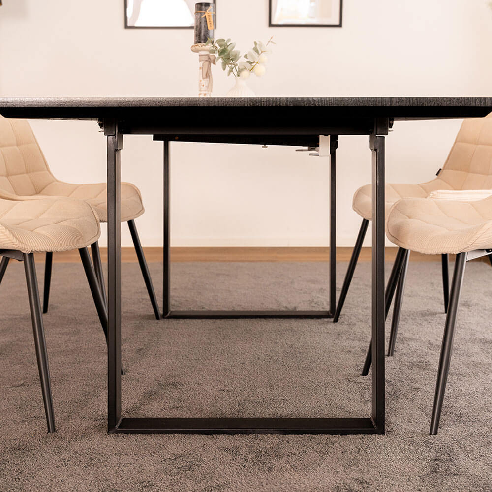 Esstisch Eckig Ausziehbar AVENCIA inkl. U-Fuß - 160-200 x 100 cm Dark Oak