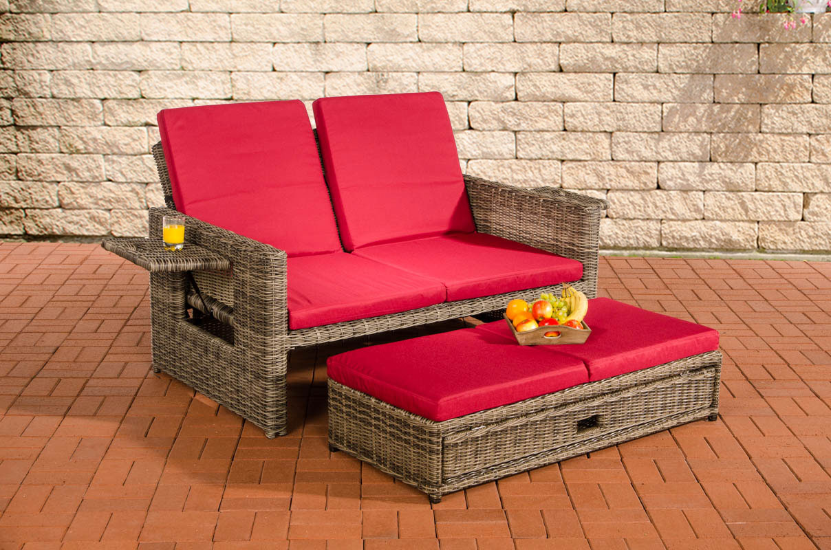 Sofa Ancona Rubinrot 5mm, grau-meliert