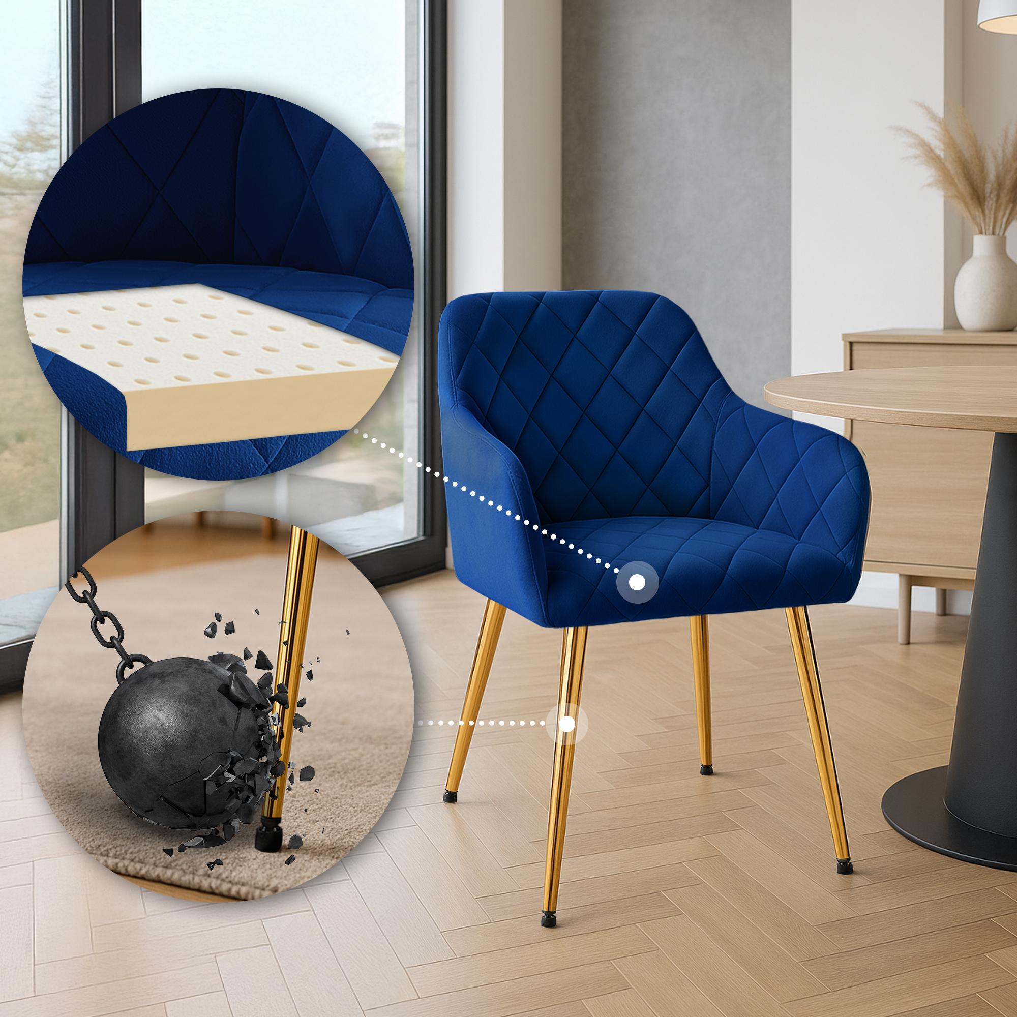 2er Set Esszimmerstuhl Monett Samt G, dunkelblau