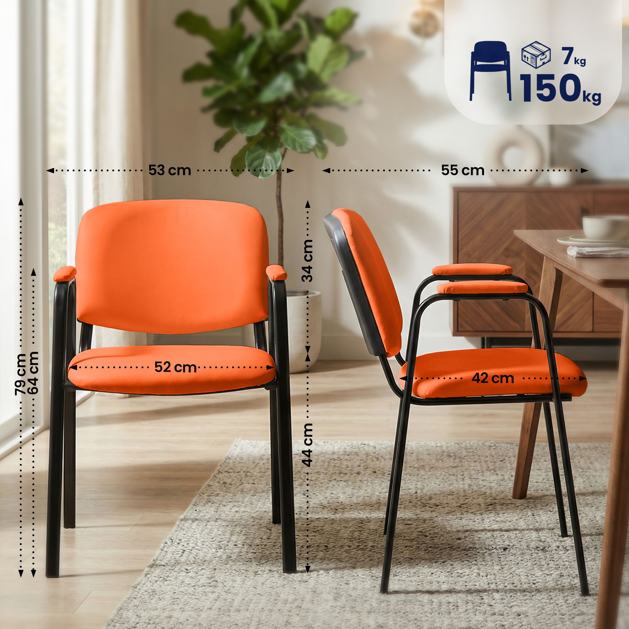 Besucherstuhl Ken PRO Kunstleder, orange