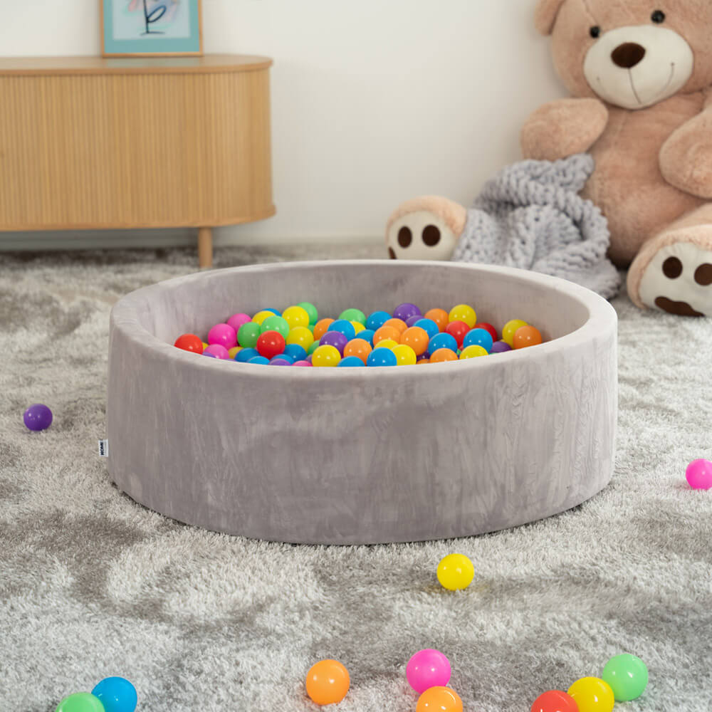 Bällebad Samt inkl. Spielbälle Bunt TWIRL - 100 x 100 cm Grau