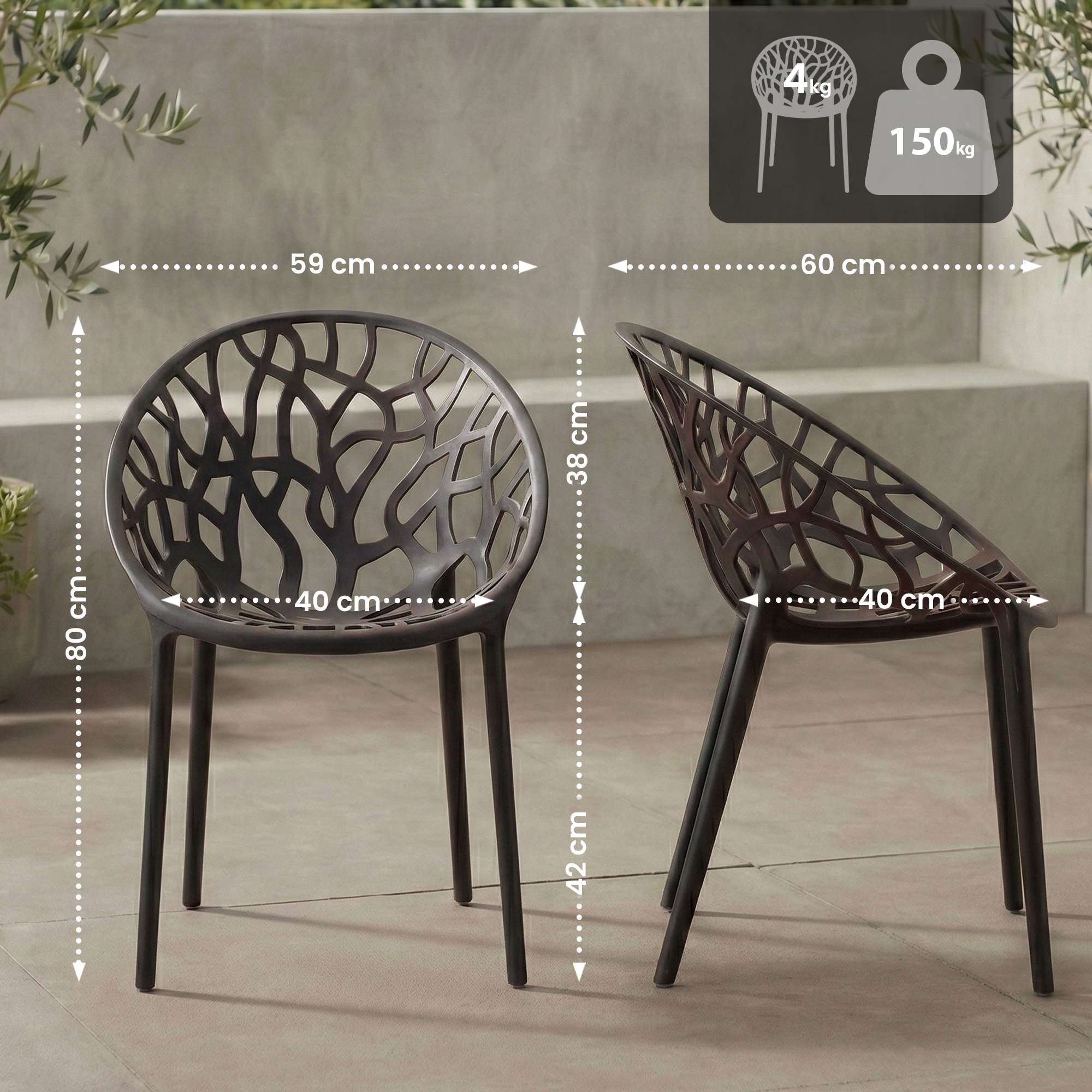 2er Set Stuhl Hope, schwarz