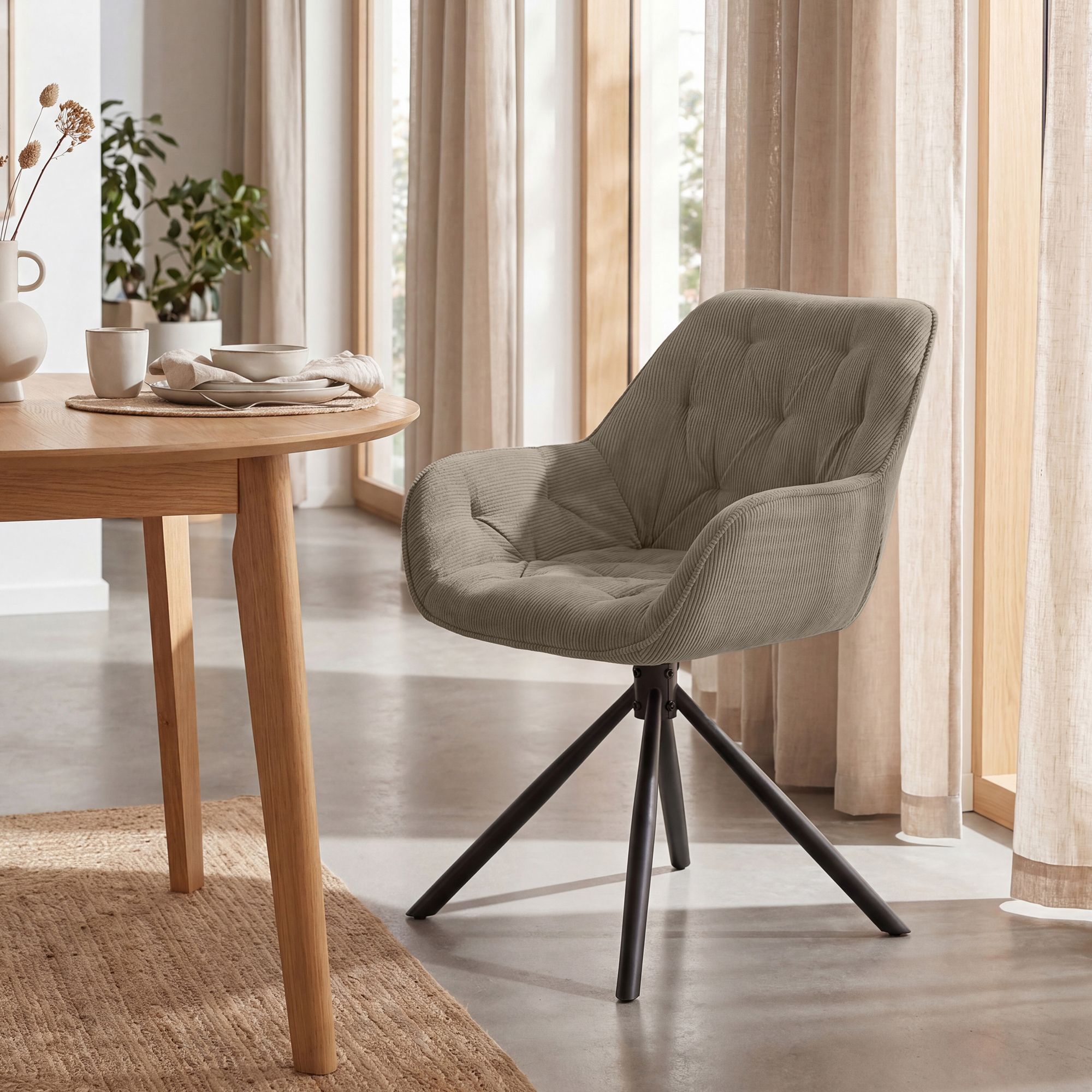 Esszimmerstuhl Rimio Cord, taupe