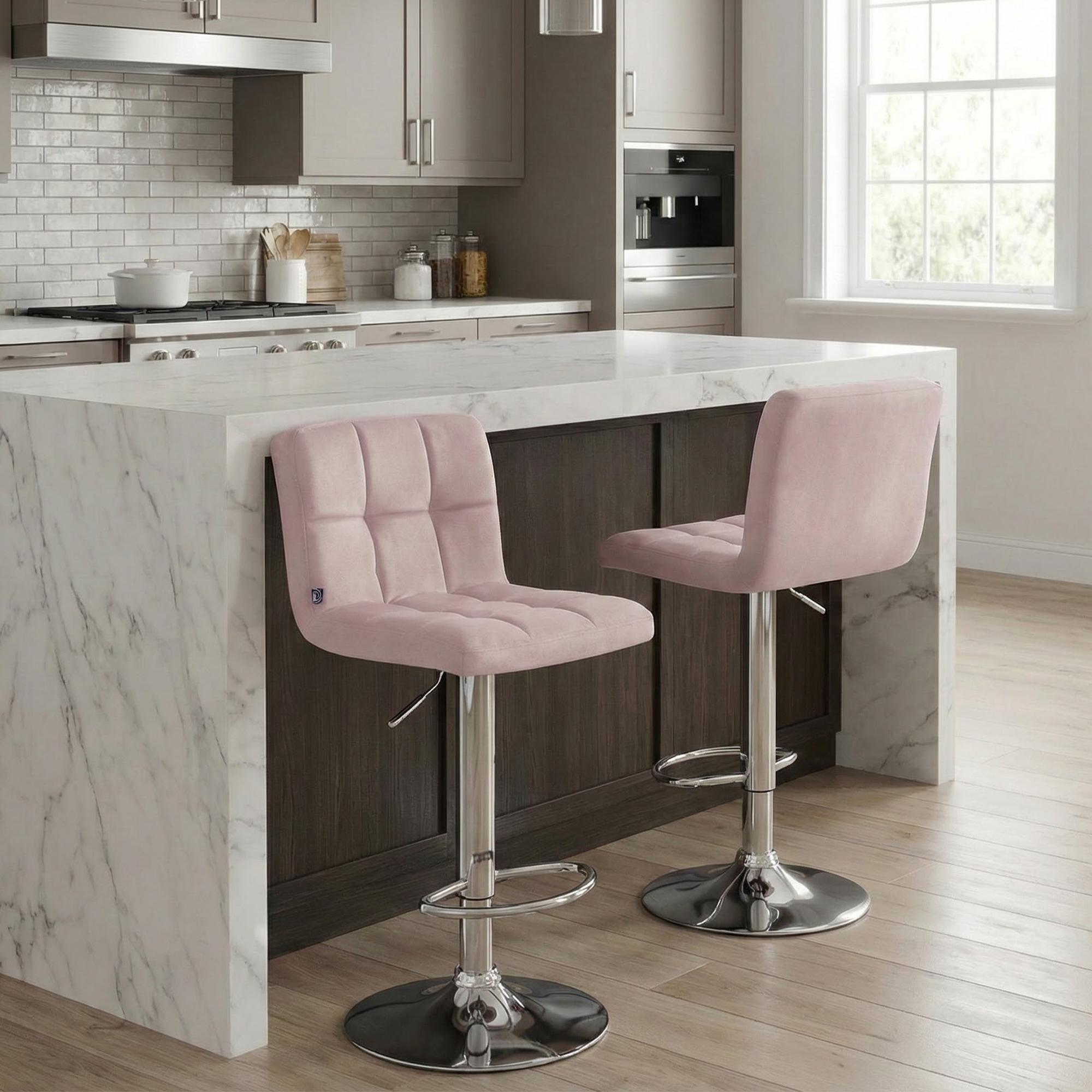 Barhocker Peru Samt chrom, rosa