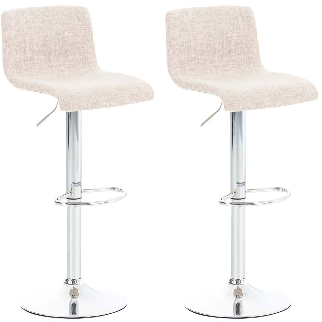 2er Set Barhocker Hoover Stoff chrom, creme
