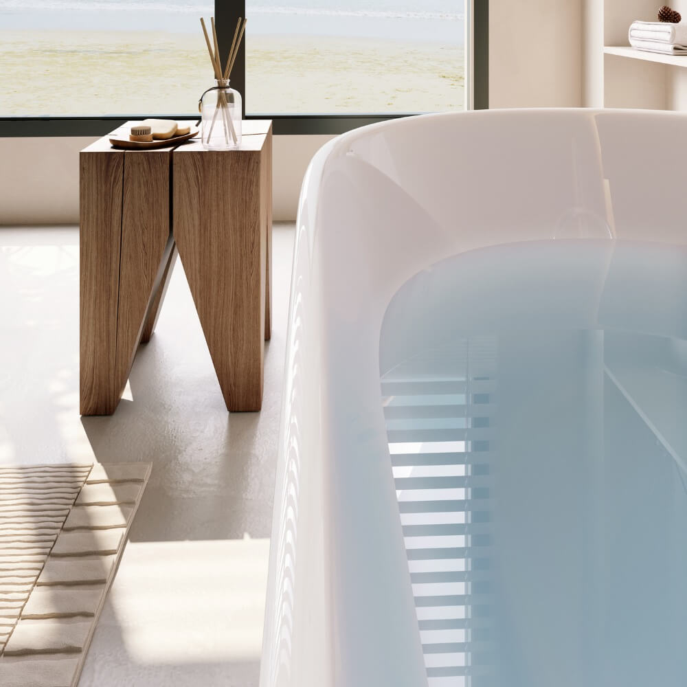 Badewanne mit schwarzer Armatur LENI - 170 x 80 cm