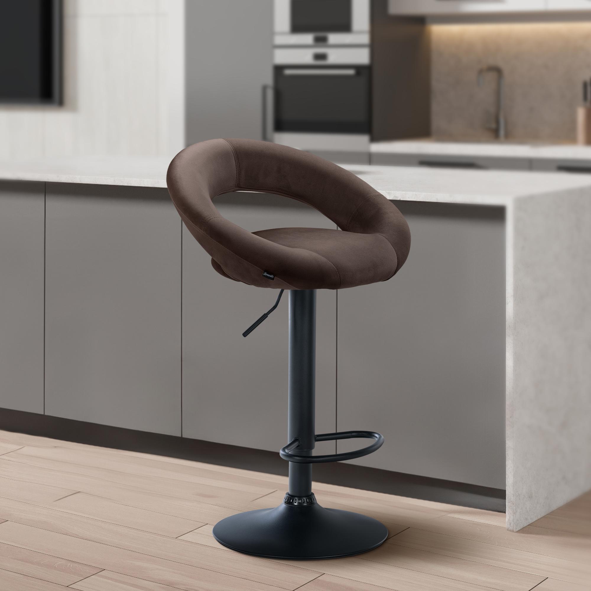 Barhocker Olinda Samt schwarz, braun
