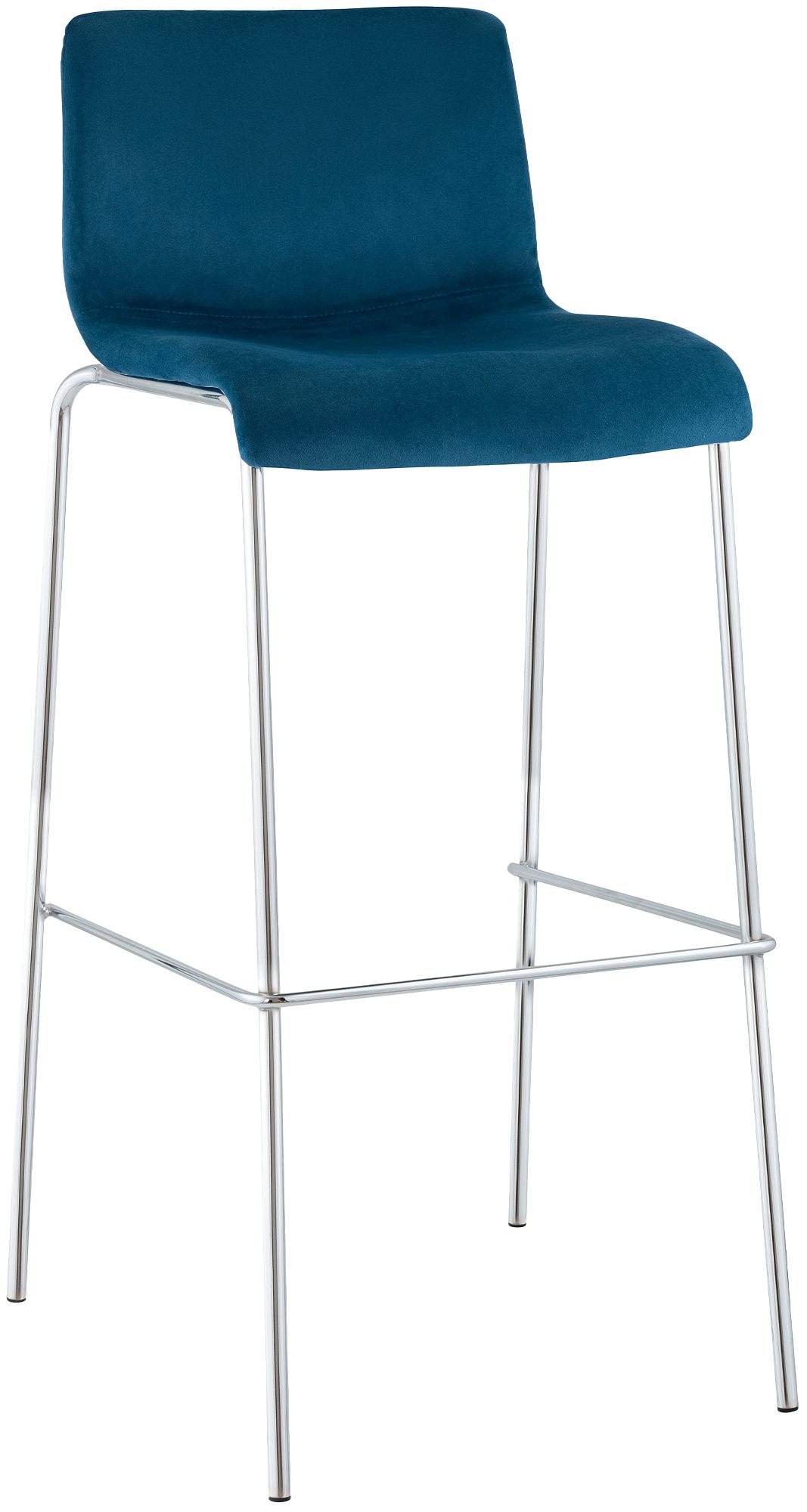 Barhocker Hoover Samt 4-Fuß Chrom, blau
