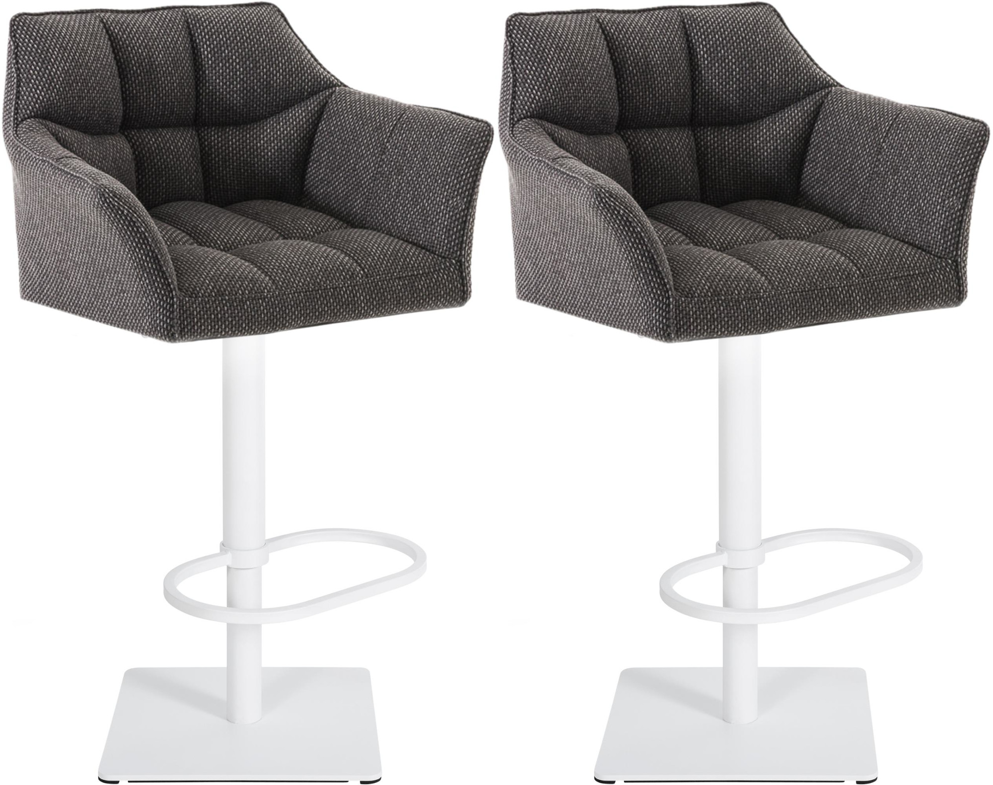 2er Set Barhocker Damaso Stoff weiß, titangrau
