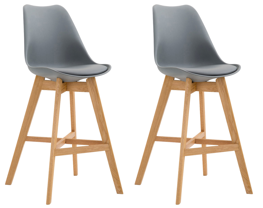 2er Set Barhocker Cannes Kunststoff natura, grau