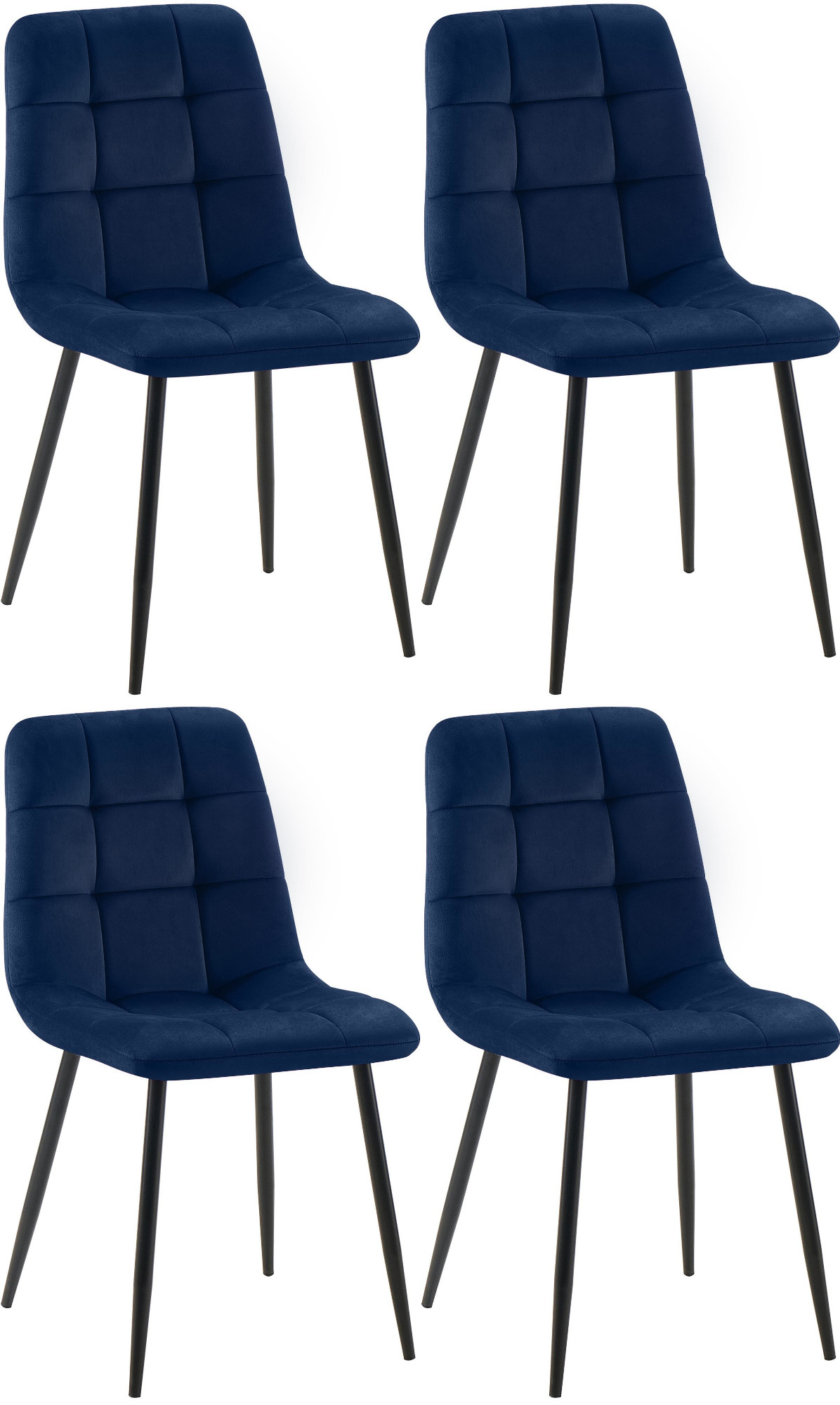 4er Set Esszimmerstuhl Tilde Samt, blau